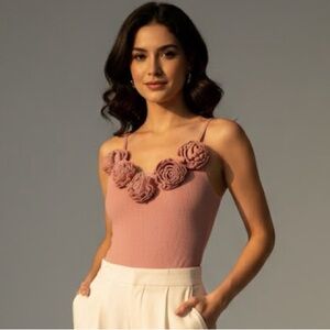 Pink Floral Embellished Bodysuit